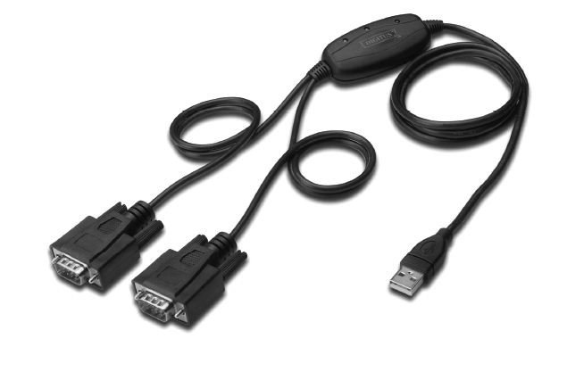 USB 2.0 adaptér na 2x RS232 (DB9) s káblom USB A M/Ž dĺžka 1,5m