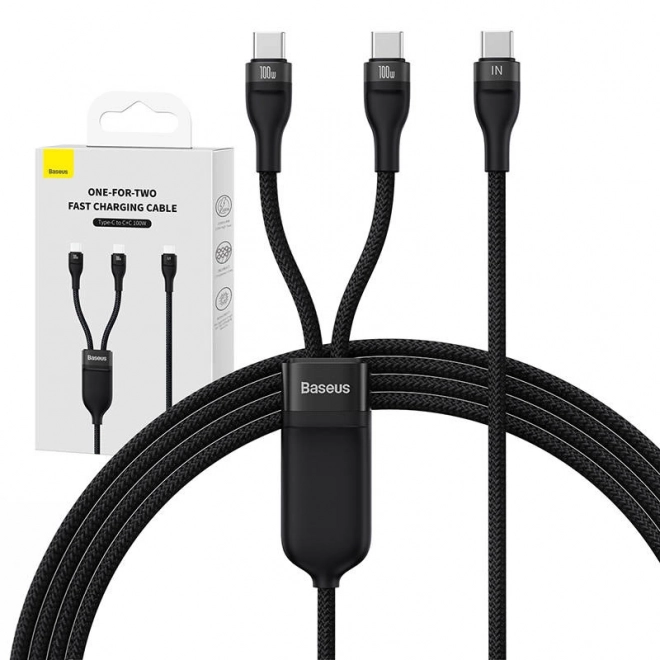 Kábel 2v1 USB Baseus Flash Series USB-C do USB-C 100W 1,5m čierny