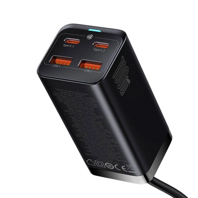 Nabíjačka Baseus GaN3 Pro s 2 USB-C a 2 USB portami, 100W