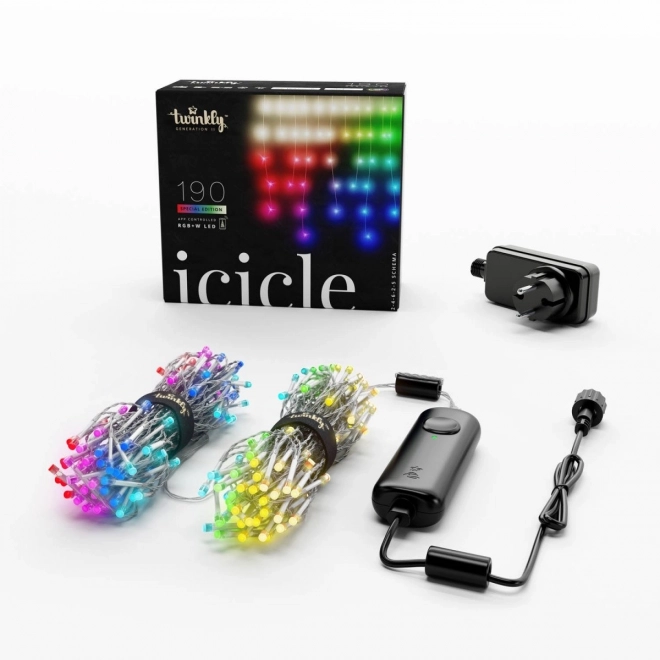 Inteligentné svetelné reťaze Twinkly Icicle 190 RGBW LED