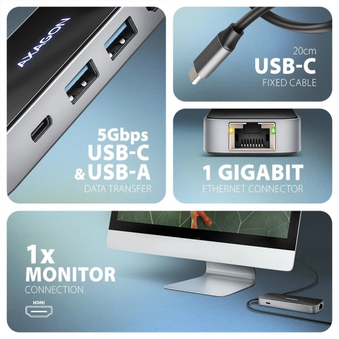 USB-C hub 6v1 s HDMI 4K a PD 100W