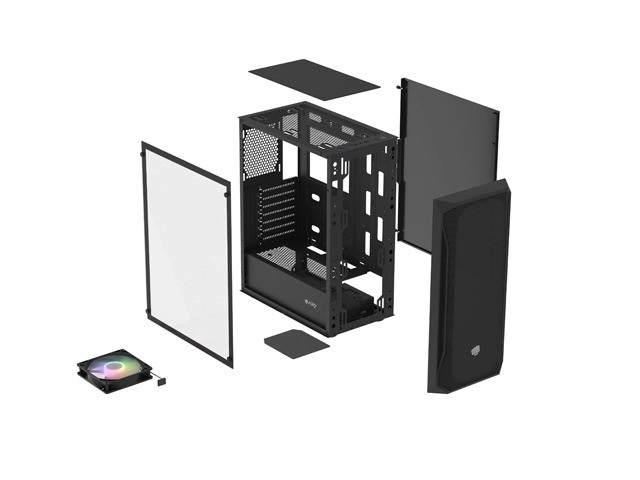 Počítačová skriňa Fury Shobo SH4 RGB s oknom čierna