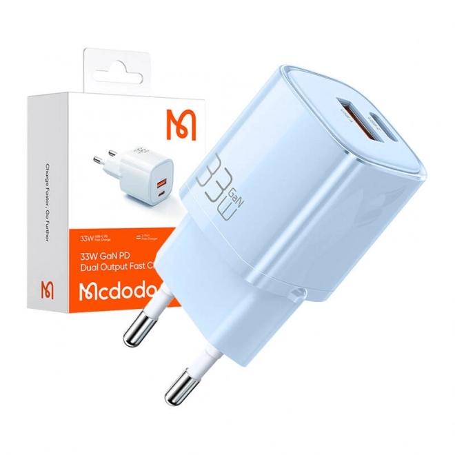 Nabíjačka GaN 33W Mcdodo USB-C USB-A modrá