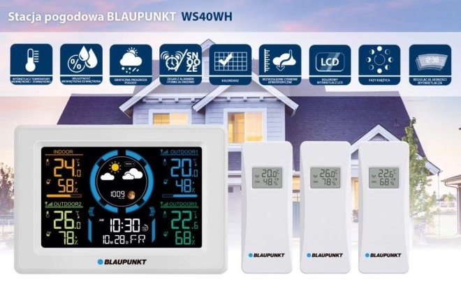 Bezdrôtová meteorologická stanica Blaupunkt s štyrmi senzormi