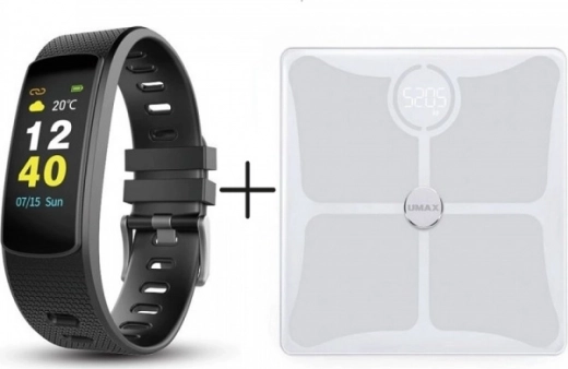 umax stay active – inteligentná váha smart scale us10c + inteligentný náramok u-band 116hr color