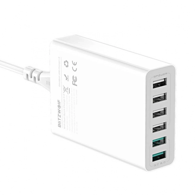 Nabíjačka s 6 USB portami Blitzwolf BW-S15, QC 3.0, 60 W