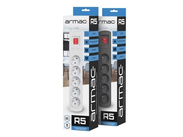 Napájacia lišta Armac R5 3m 5x230V čierna