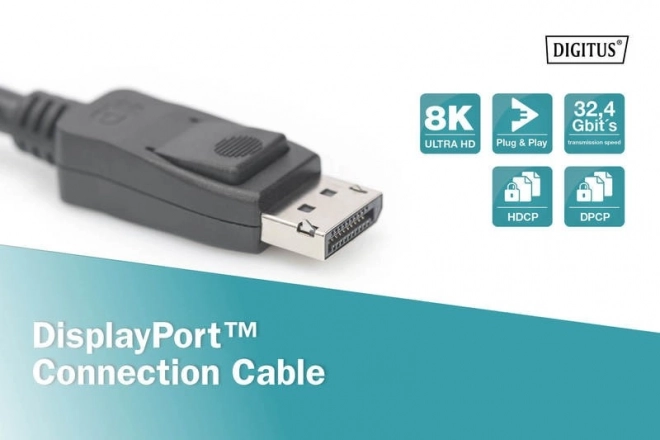 Kábel DisplayPort s uzamknutím 8K UHD Typ DP/DP čierny 2m