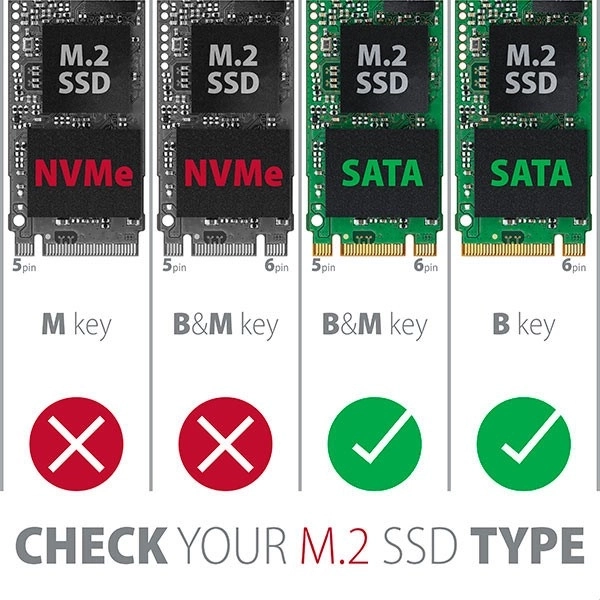Interná strieborná 2.5" skrinka na SSD M.2 SATA
