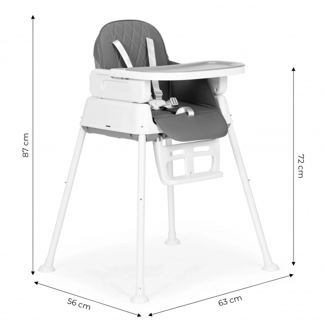 Ecotoys jedálenská stolička 3v1 šedá