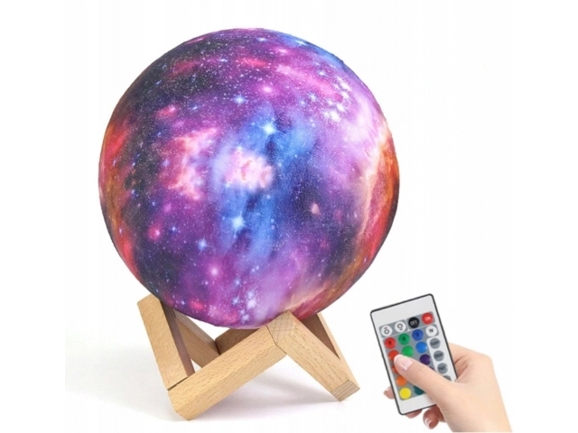 Nočná lampa GALAXY 3D s farebným podsvietením RGB + diaľkové ovládanie