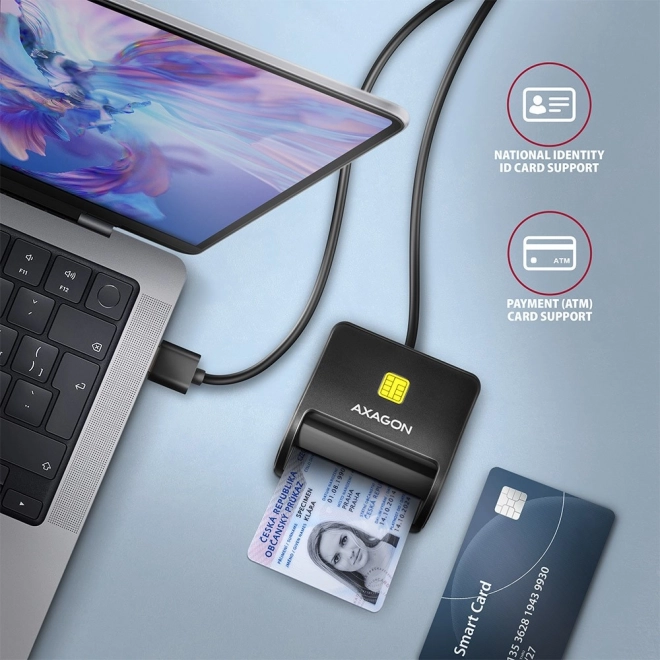 Snímač kariet Axagon s USB pripojením pre SD/microSD/SIM a ID karty