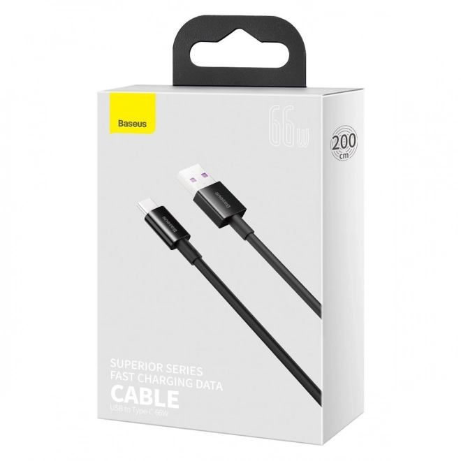 Rýchlonabíjací USB na USB-C kábel Baseus Superior 2m čierny