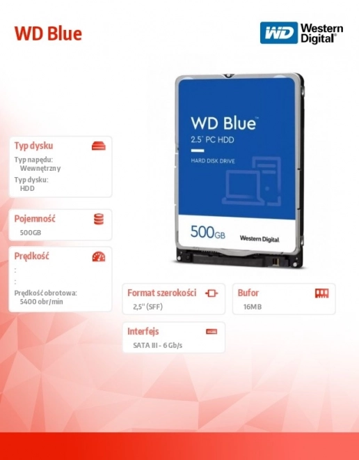 Pevný disk WD Blue 500GB