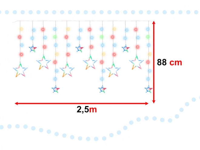 Farebný záves LED s dvoma typmi hviezd - 2,5 m, 138 LED diód