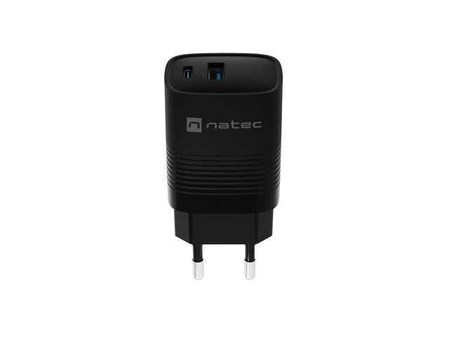 Natec Ribera GaN USB nabíjačka 30W, 1x USB-A, 1x USB-C, čierna