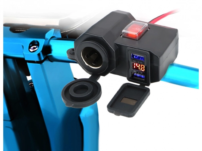 Motocyklová nabíjačka a voltmeter s 2 USB portmi