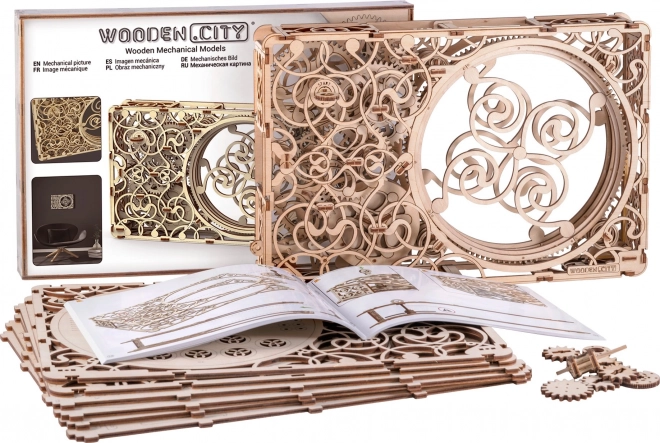 Mechanický obraz - drevené 3D puzzle