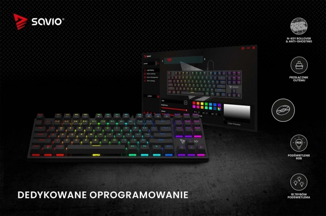 Mechanická RGB klávesnica Savio Tempest X2 s prepínačmi Outemu Blue