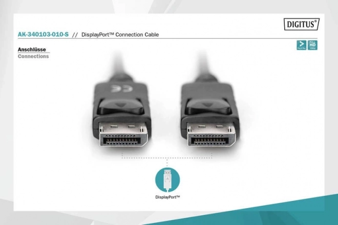 Kábel DisplayPort s sponou 1080p 60Hz FHD DP/M DP/M čierny 1m