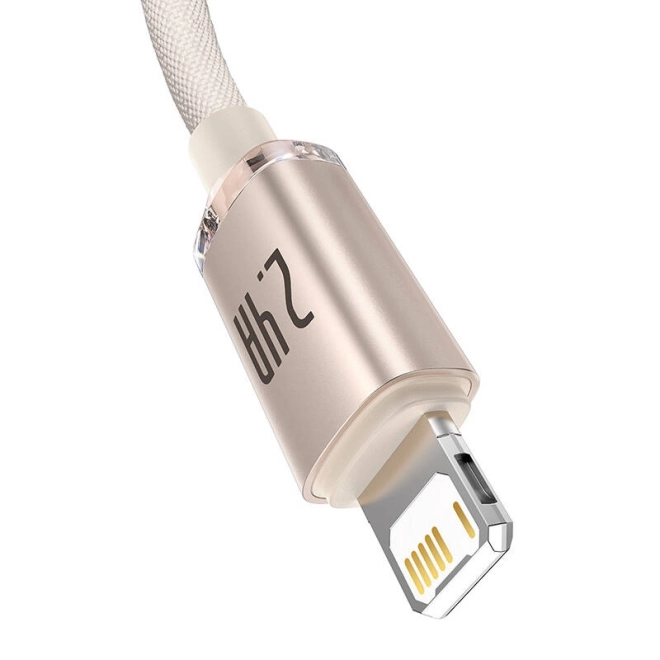Kábel USB pre iPhone Baseus Crystal Shine 2.4A 1.2m ružový