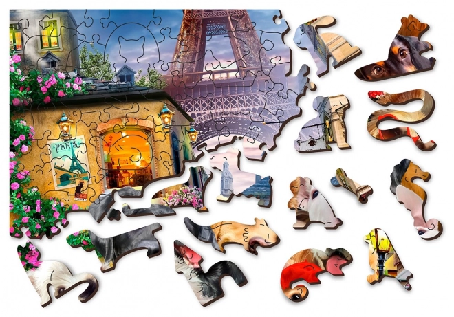 Drevené puzzle šteňatá v Paríži 2v1