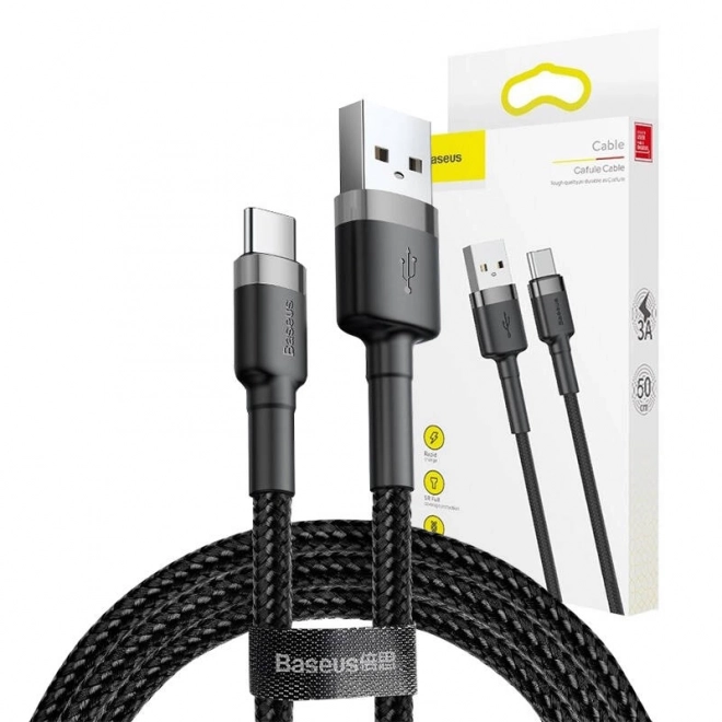 Kábel Baseus Cafule USB-C 3A 1m (šedo-čierny)