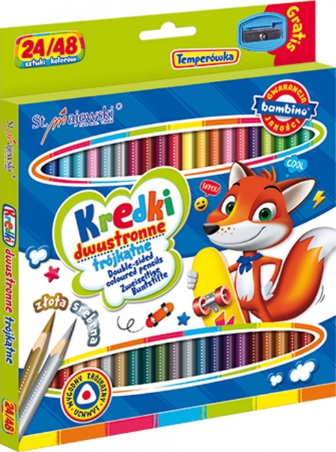 Bambino obojstranné trojhranné pastelky s orezávačom - 24 kusov
