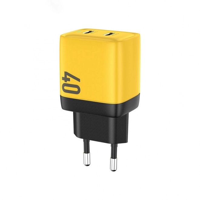 Sieťová nabíjačka 2x USB-C Super Fast Charger GaN 40W žltá
