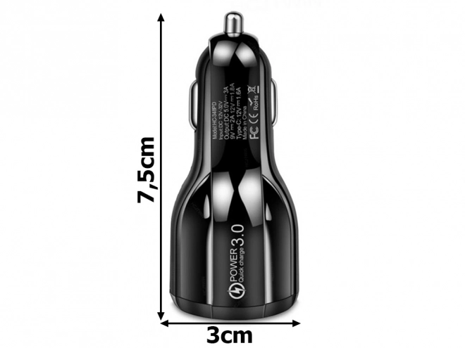 Rýchla nabíjačka do auta s 2xUSB Quick Charge 3.0