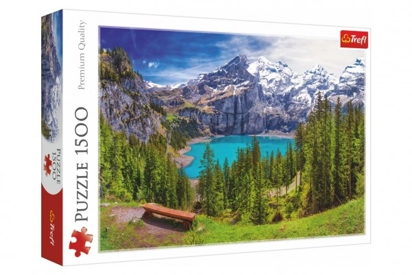 Panoramatické puzzle Jazero Oeschinen, Švajčiarsko 1500 dielikov