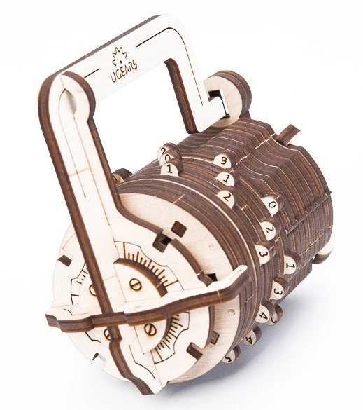 Ugears 3D puzzle - Číselný zámok 34 dielikov