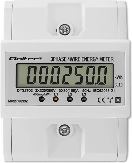 Trojfázový elektronický merač spotreby energie na DIN lištu