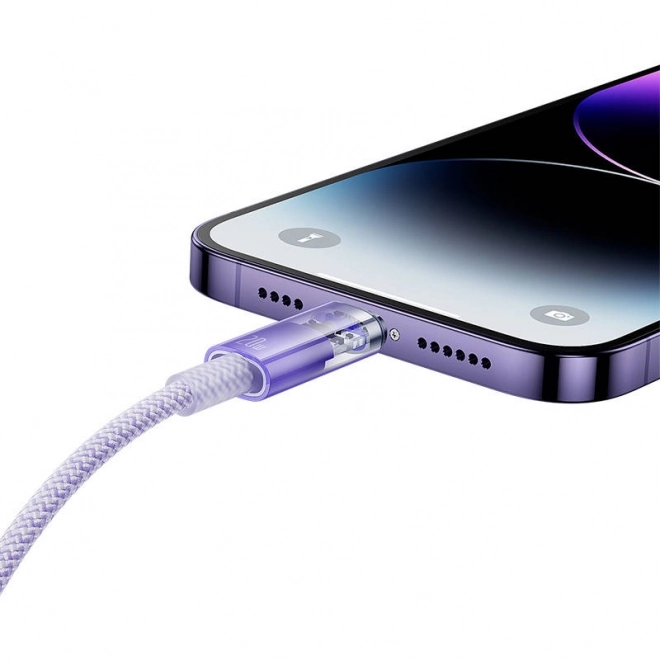 Rýchlonabíjací kábel Baseus USB-C na Lightning Explorer Series 2m, 20W fialový