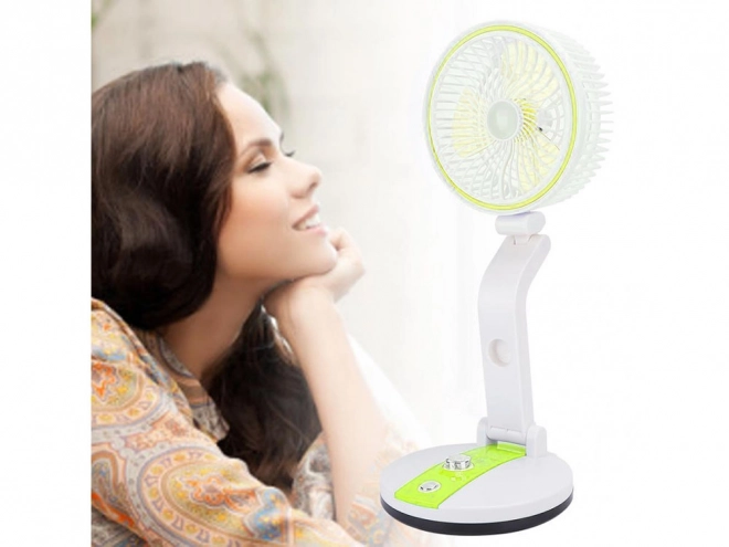 Skladací prenosný ventilátor s LED lampou na USB nabíjanie