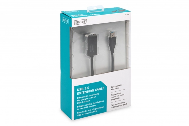 Aktívny predlžovací kábel USB 3.0 Typ A/A čierny 5m