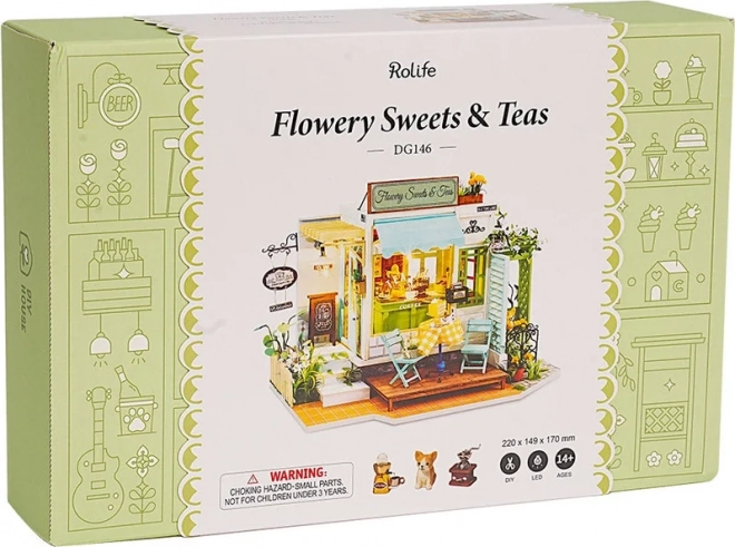 Robotime Rolife DIY domček: Kaviareň Flowery Sweets & Teas s LED osvetlením