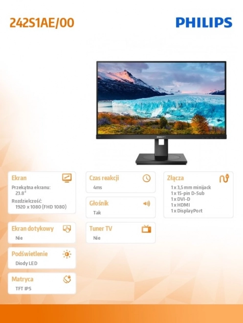 Monitor Philips Pivot IPS 24 palcov