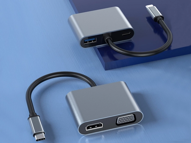 Adaptér USB-C HDMI 4K VGA Hub s Power Delivery