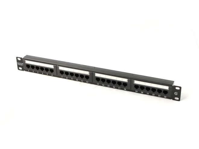 Patch panel 24 portov, 19 palcov, kategória 5e, U/UTP, čierny
