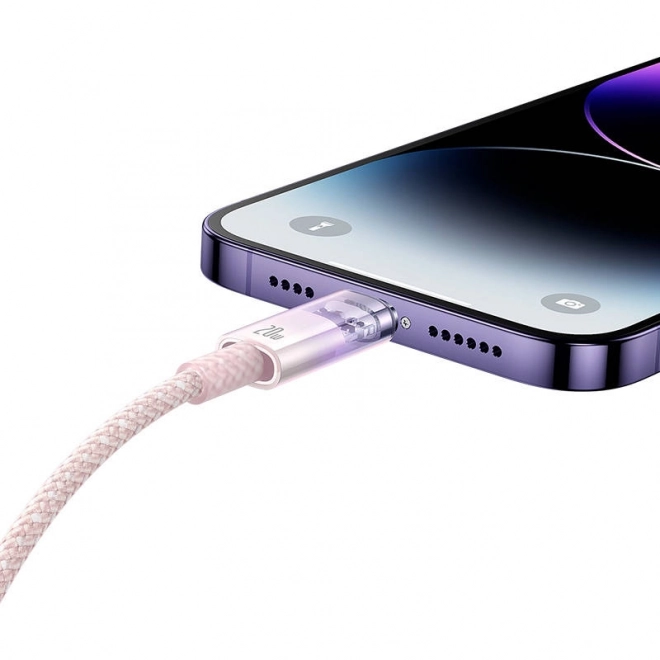 Rýchlonabíjací kábel Baseus USB-C na Lightning Explorer Series 1 m, 20 W (ružový)