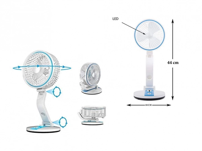 Skladací bezdrôtový ventilátor s LED lampou