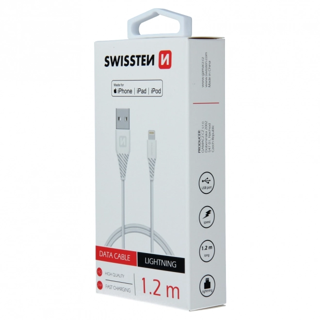 Kabel USB/Lightning MFI 1,2 m Swissten - biely