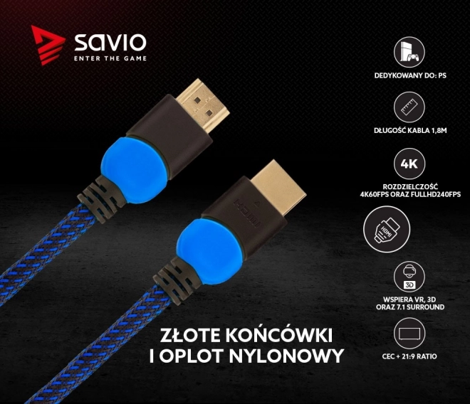 HDMI kábel 2.0 modrý-čierny 1,8m