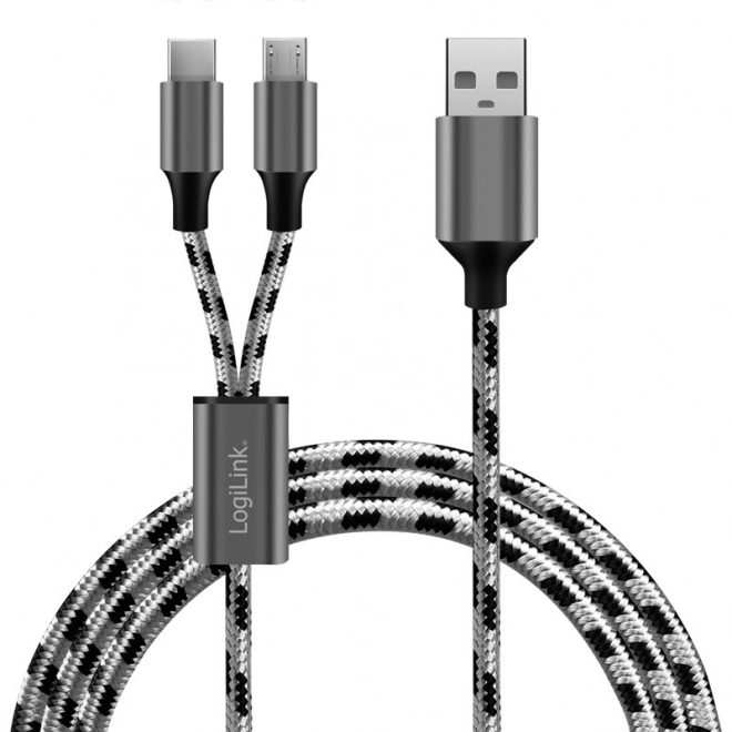 Univerzálny kábel 2 v 1 USB A na Micro USB a USB-C LogiLink 1,2 m
