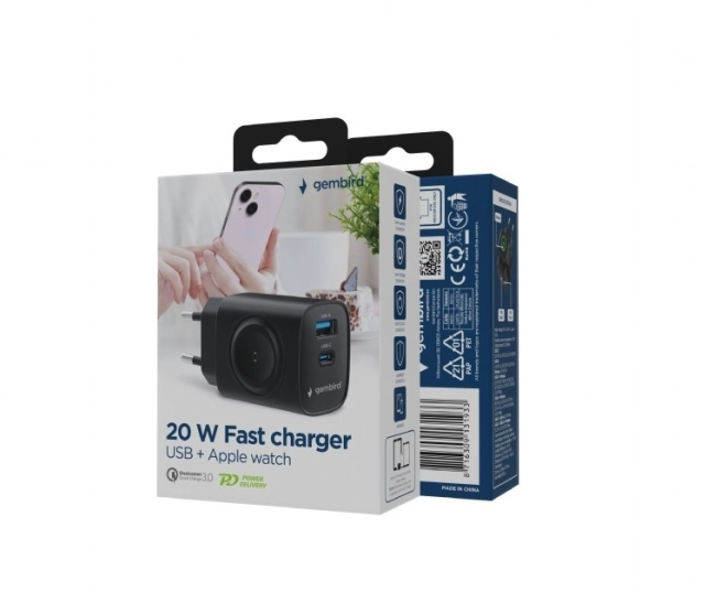 Univerzálna USB nabíjačka 20W PowerDelivery Quick Charge 3.0 čierna