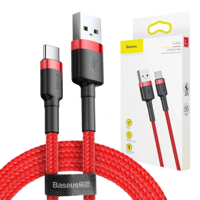 Kábel Baseus Cafule USB-C 3A 0,5 m Červený