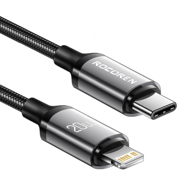 Rýchlonabíjací kábel Rocoren USB-C na Lightning Retro séria 2 m (sivý)