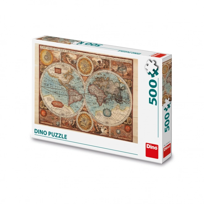 Dino Puzzle starobylá mapa sveta - 500 dielikov