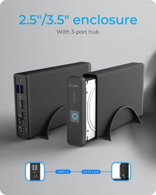 Obal na pevný disk s USB-C HUB ICY BOX